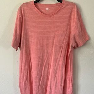 Salmon Old Navy Tee with White Stripes and Pocket